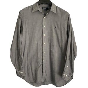 Polo Ralph Lauren Size 17‎ 34/35 black and white mini houndstooth Andrew shirt.